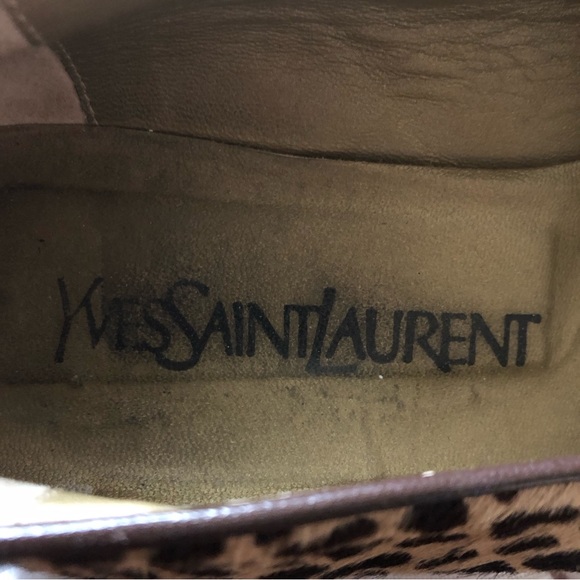 Yves Saint Laurent YSL Leopard Print Calf Hair Slip On Loafers Designer Italy 7M - Picture 14 of 17